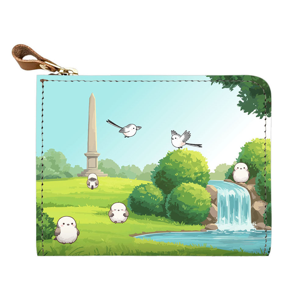 シマエナガとかわいい時間 マチあり L字ファスナー 小さいミニ財布 姫路レザー ミニウォレット