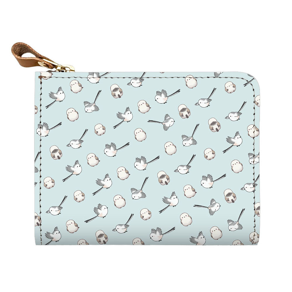 シマエナガとかわいい時間 マチあり L字ファスナー 小さいミニ財布 姫路レザー ミニウォレット