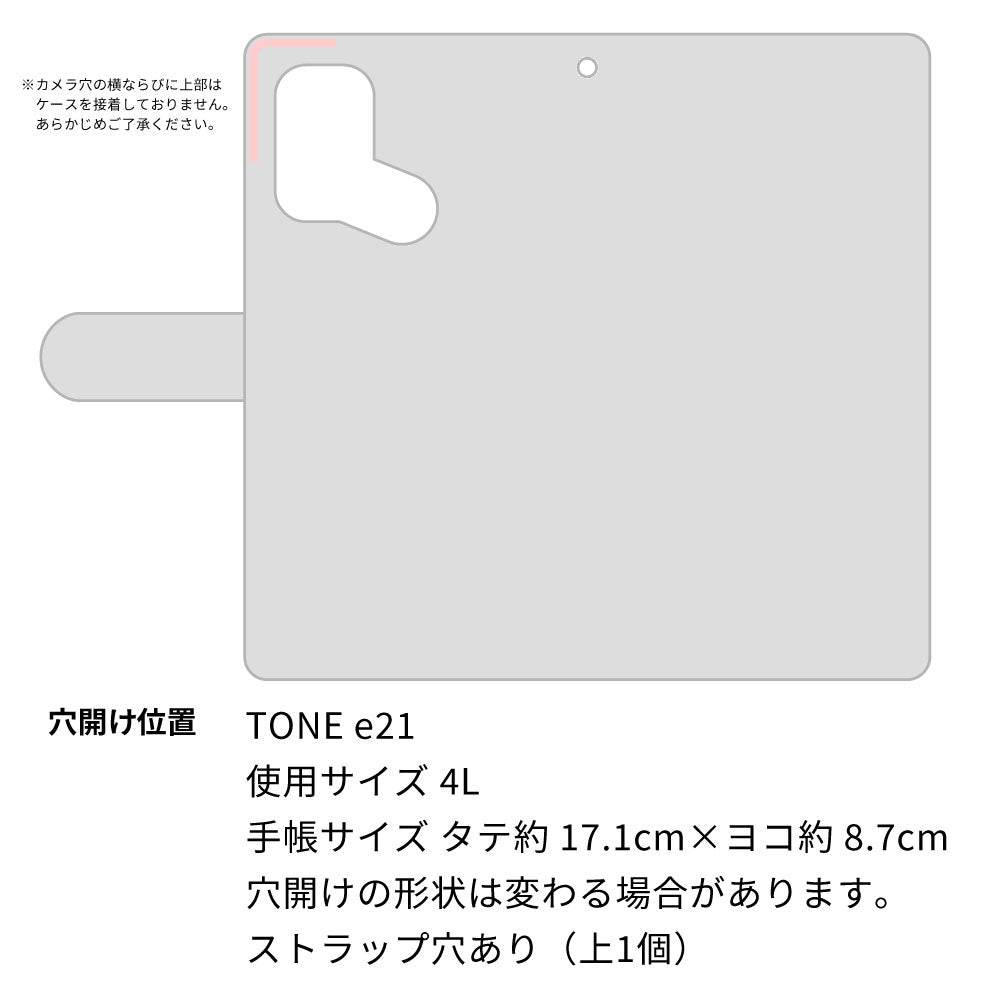 TONE e21 クリアプリントブラックタイプ 手帳型ケース