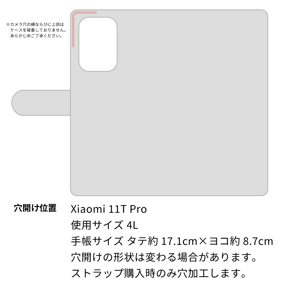 Xiaomi 11T Pro 天然素材の水玉デニム本革仕立て 手帳型ケース