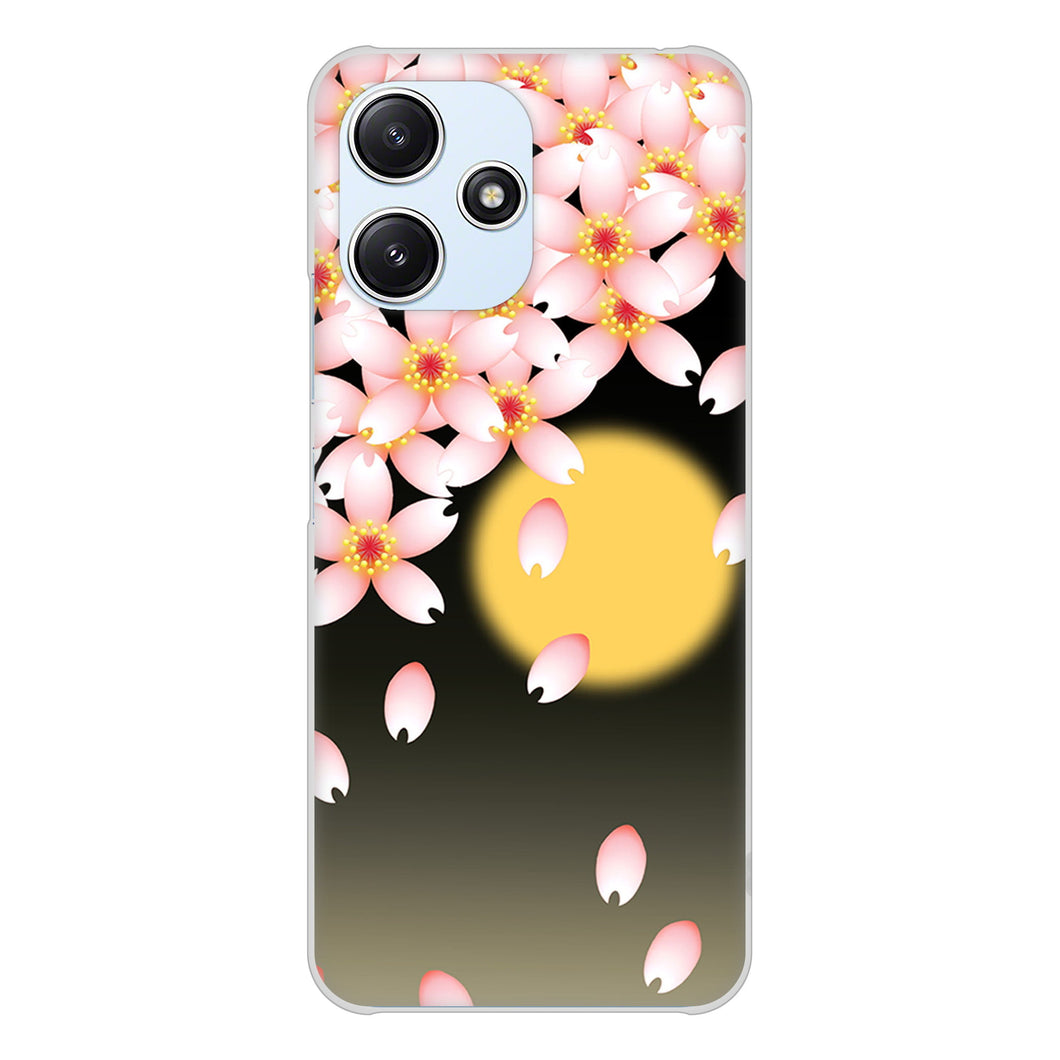 Redmi 12 5G XIG03 au 高画質仕上げ 背面印刷 ハードケース 【136 満月と夜桜】