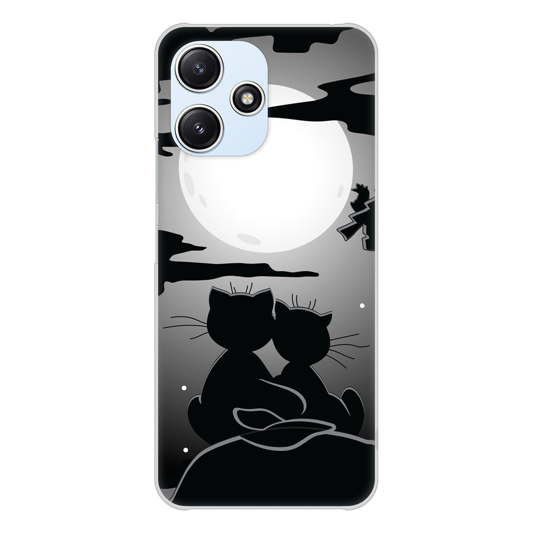 Redmi 12 5G XIG03 au 高画質仕上げ 背面印刷 ハードケース夜とネコ
