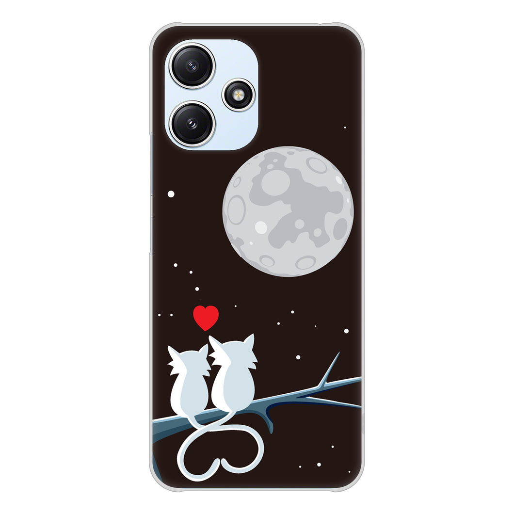 Redmi 12 5G XIG03 au 高画質仕上げ 背面印刷 ハードケース夜とネコ