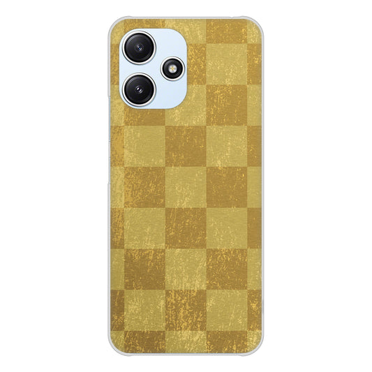 Redmi 12 5G XIG03 au 高画質仕上げ 背面印刷 ハードケース 【619 市松模様-金(骨董風に傷んだイメージ)】