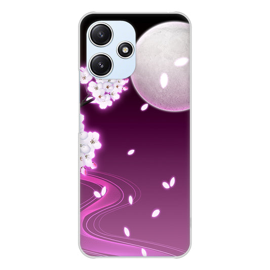 Redmi 12 5G XIG03 au 高画質仕上げ 背面印刷 ハードケース 【1223 紫に染まる月と桜】