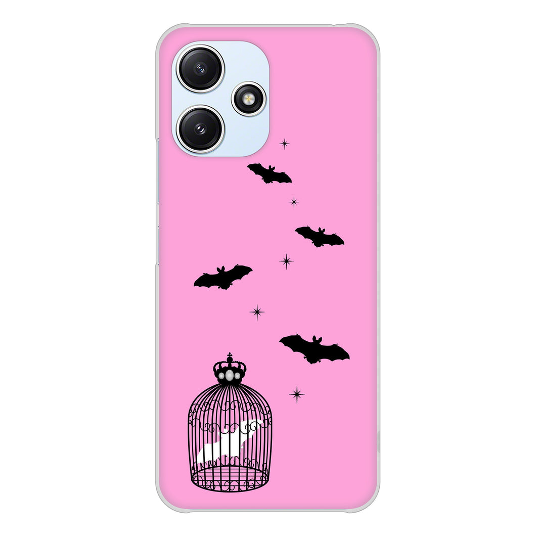 Redmi 12 5G XIG03 au 高画質仕上げ 背面印刷 ハードケースむかいあぐる こうもりの王冠鳥かご