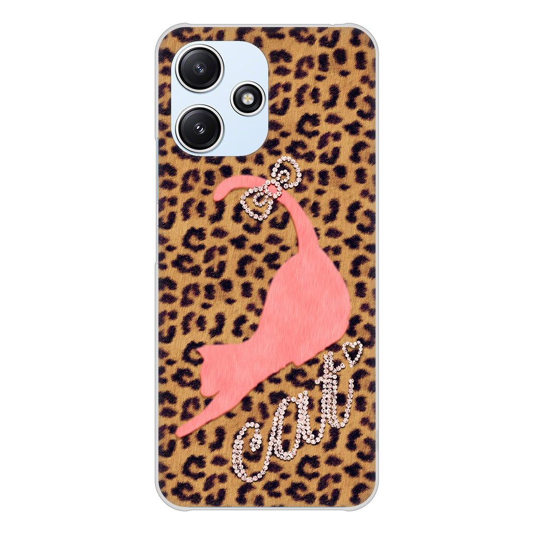 Redmi 12 5G XIG03 au 高画質仕上げ 背面印刷 ハードケース 【KG801 キャットレオパード(ブラウン)】