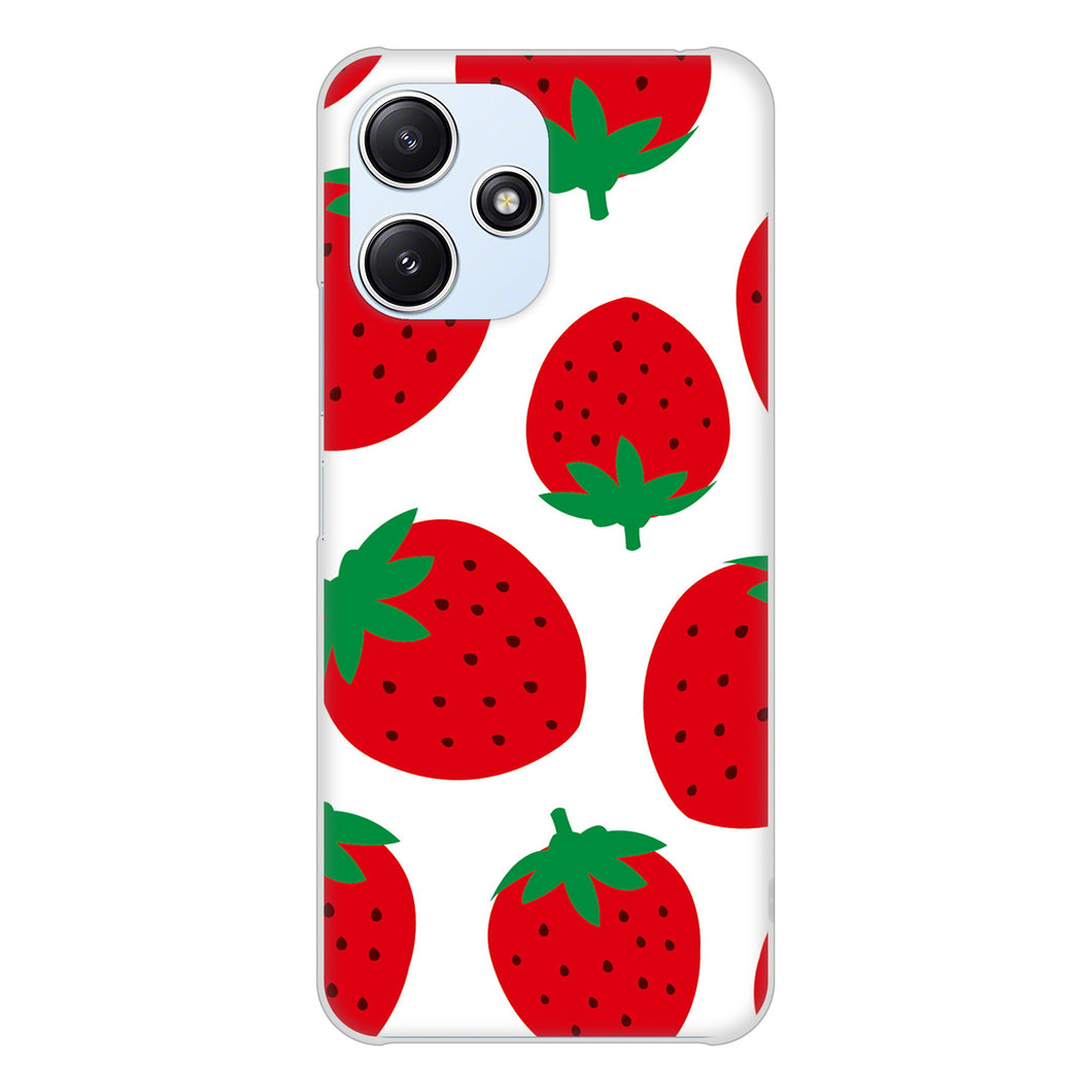 Redmi 12 5G XIG03 au 高画質仕上げ 背面印刷 ハードケース大きいイチゴ模様