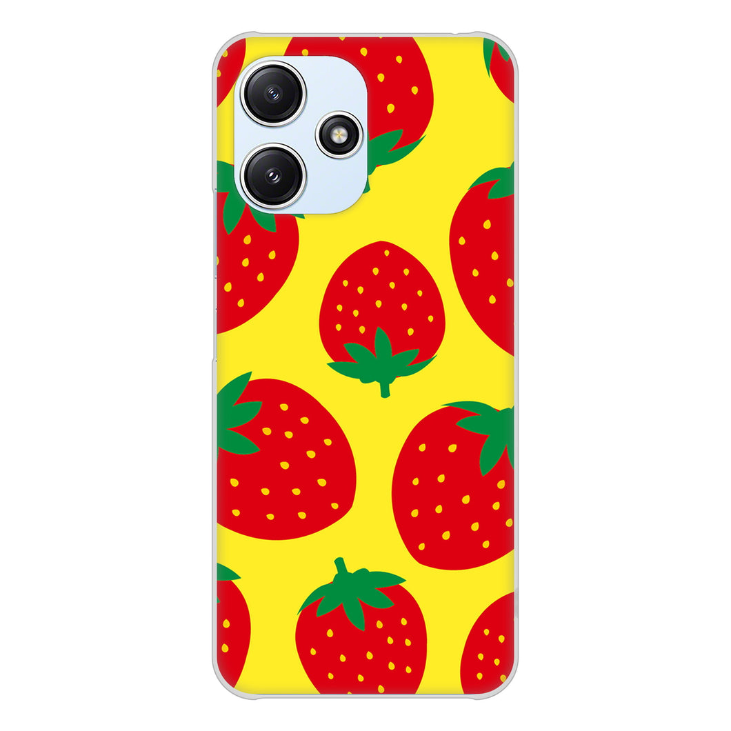 Redmi 12 5G XIG03 au 高画質仕上げ 背面印刷 ハードケース大きいイチゴ模様