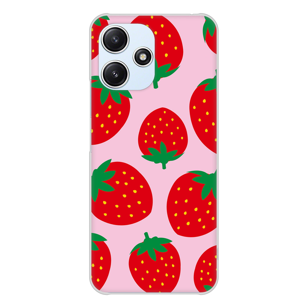 Redmi 12 5G XIG03 au 高画質仕上げ 背面印刷 ハードケース大きいイチゴ模様