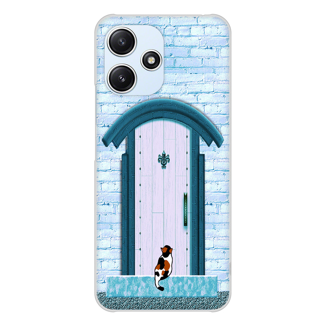 Redmi 12 5G XIG03 au 高画質仕上げ 背面印刷 ハードケース猫とドア