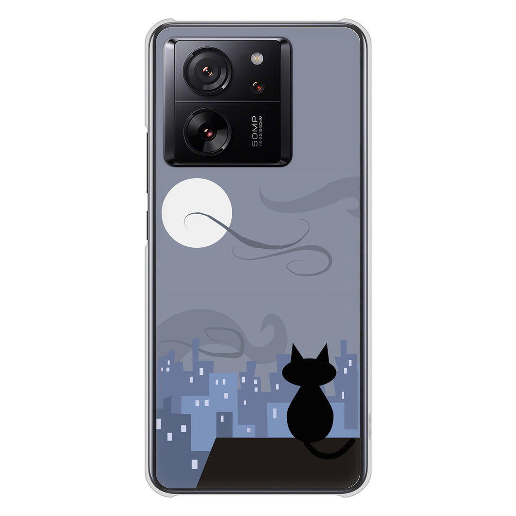 Xiaomi 13T XIG04 au 高画質仕上げ 背面印刷 ハードケース夜とネコ