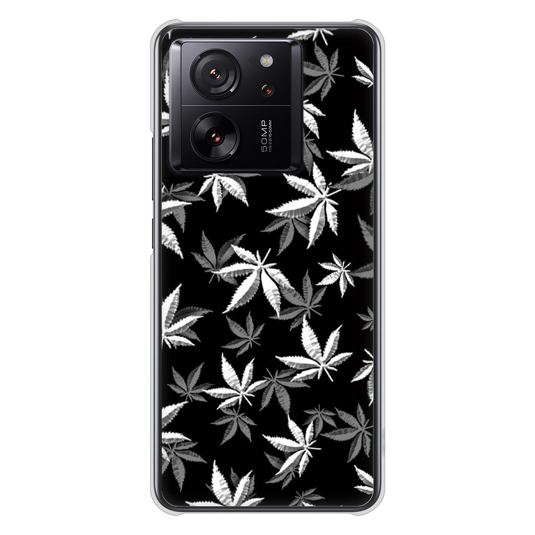 Xiaomi 13T XIG04 au 高画質仕上げ 背面印刷 ハードケース 【064 モノトーン大麻ブラック】
