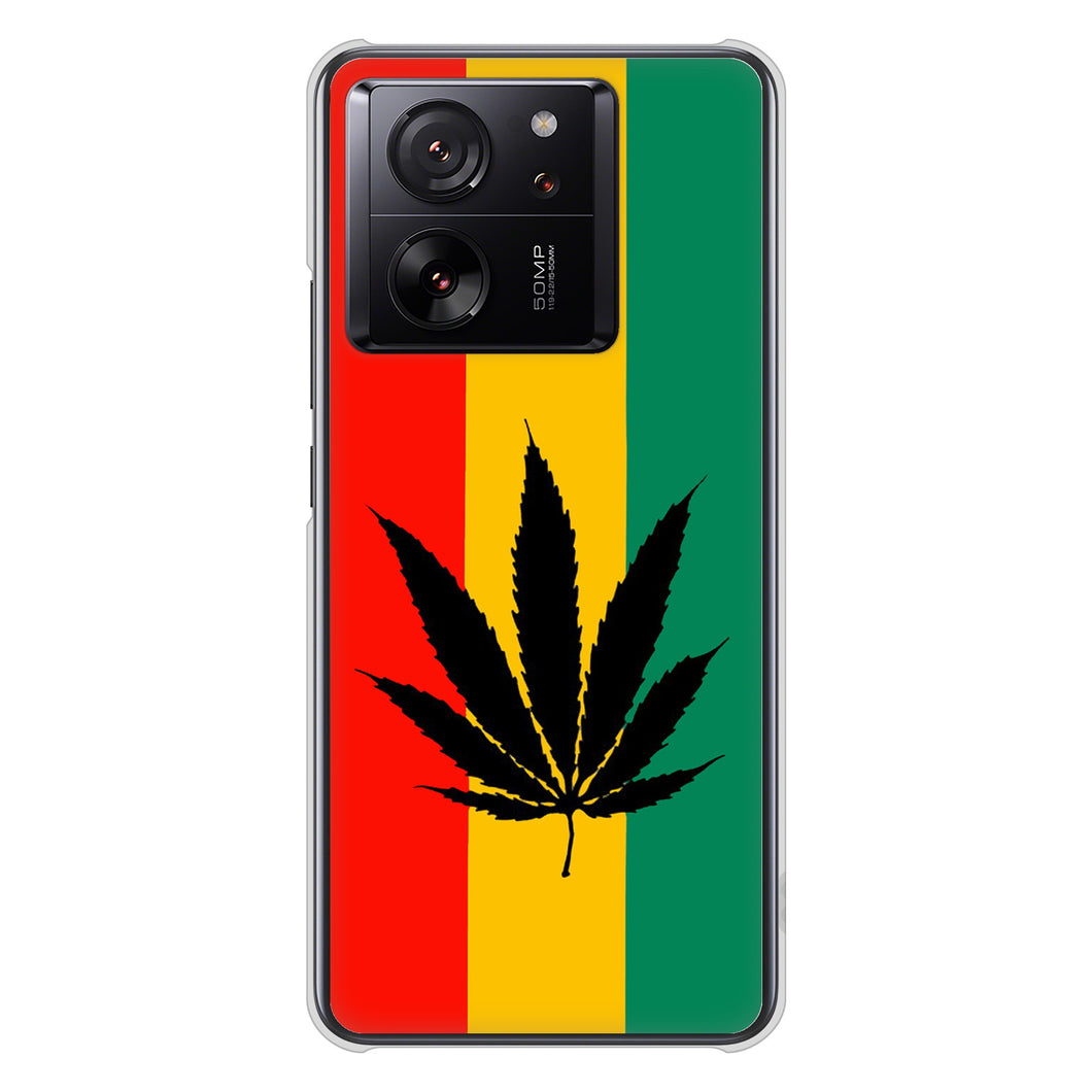 Xiaomi 13T XIG04 au 高画質仕上げ 背面印刷 ハードケース 【083 大麻ラスタカラー】