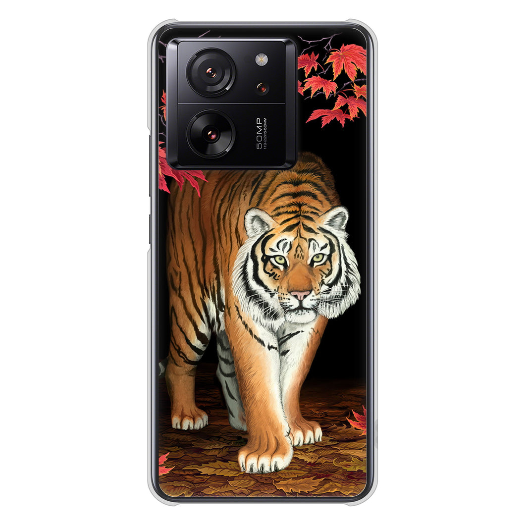 Xiaomi 13T XIG04 au 高画質仕上げ 背面印刷 ハードケース 【177 もみじと虎】