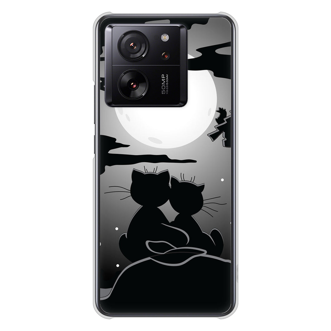 Xiaomi 13T XIG04 au 高画質仕上げ 背面印刷 ハードケース夜とネコ