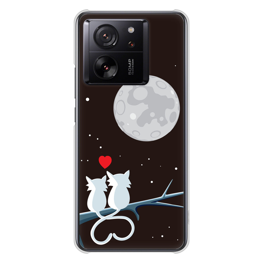 Xiaomi 13T XIG04 au 高画質仕上げ 背面印刷 ハードケース夜とネコ