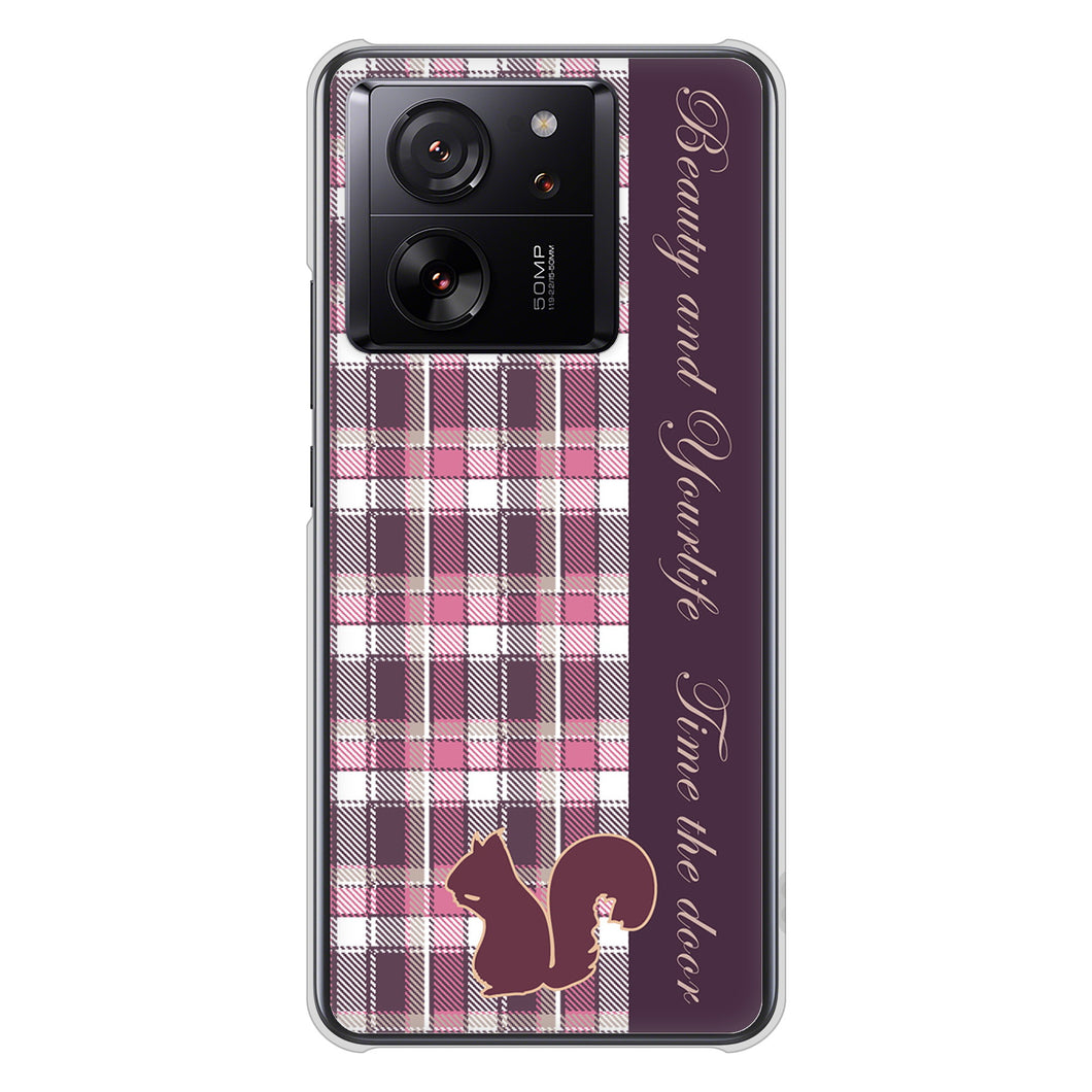 Xiaomi 13T XIG04 au 高画質仕上げ 背面印刷 ハードケースピンクチェック