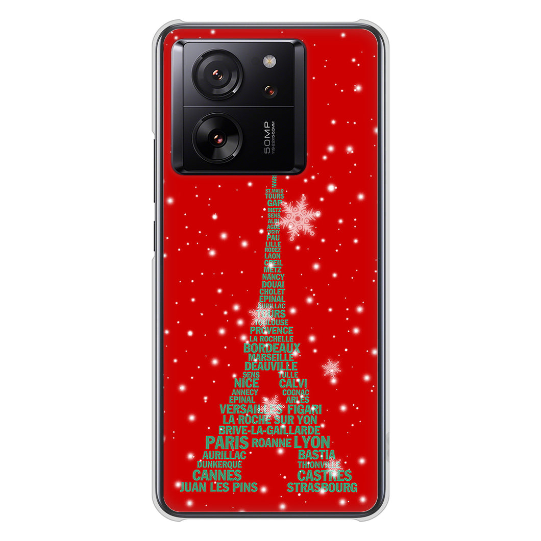 Xiaomi 13T XIG04 au 高画質仕上げ 背面印刷 ハードケース 【527 エッフェル塔red-gr】
