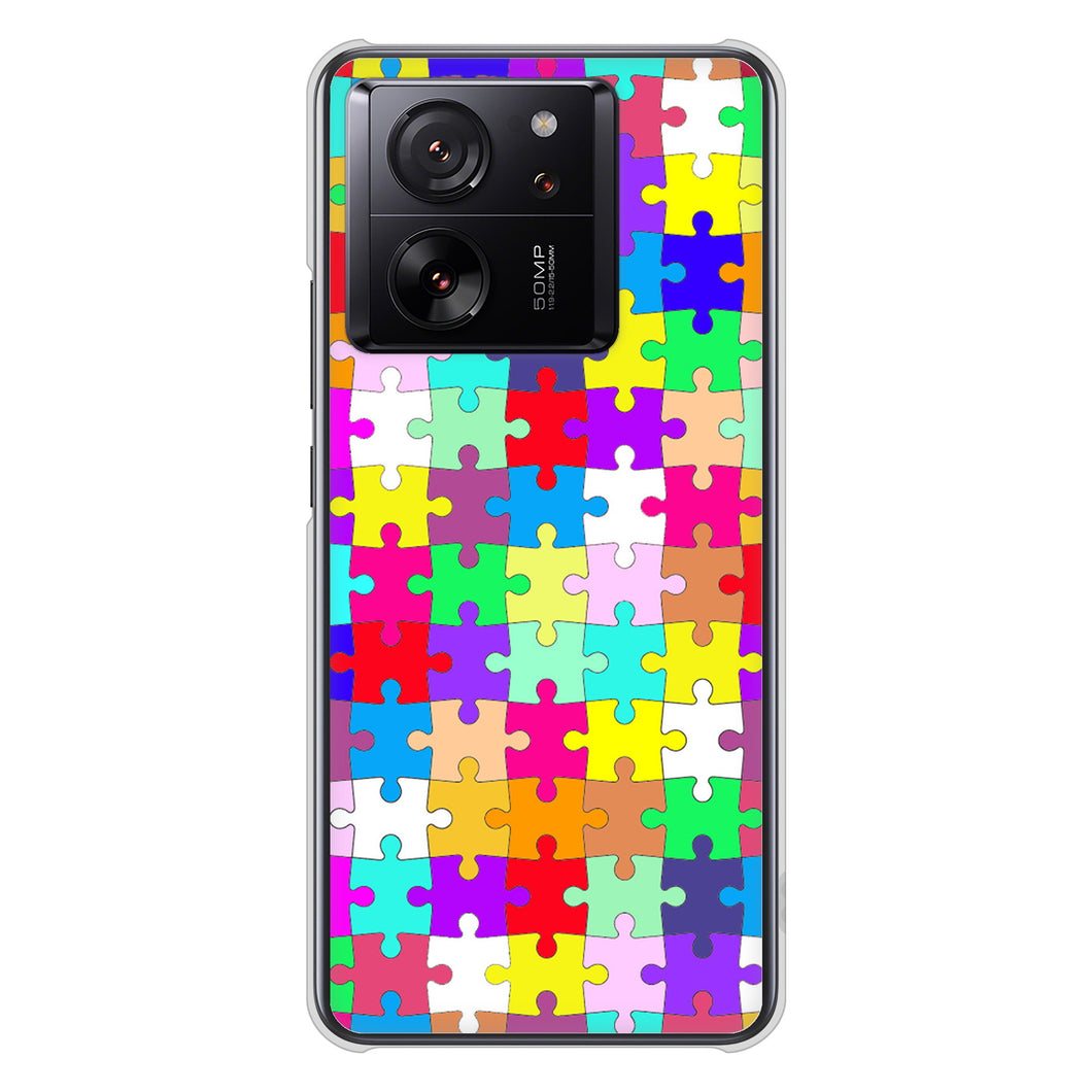 Xiaomi 13T XIG04 au 高画質仕上げ 背面印刷 ハードケース 【727 カラフルパズル】