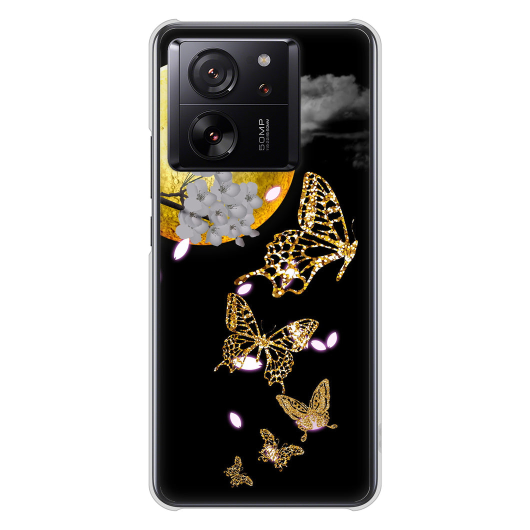 Xiaomi 13T XIG04 au 高画質仕上げ 背面印刷 ハードケース 【1150 月に昇る蝶】