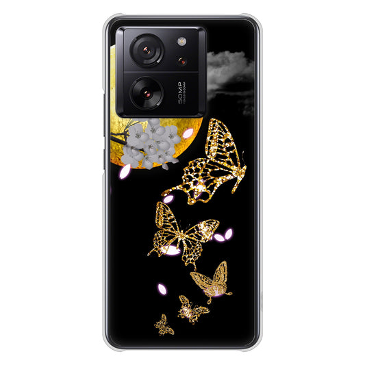 Xiaomi 13T XIG04 au 高画質仕上げ 背面印刷 ハードケース 【1150 月に昇る蝶】