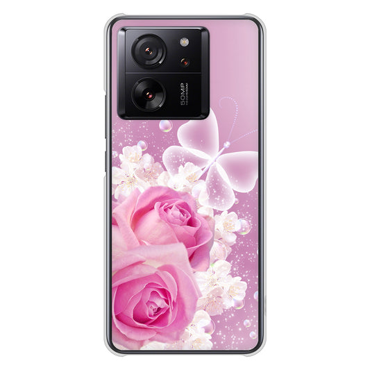 Xiaomi 13T XIG04 au 高画質仕上げ 背面印刷 ハードケースロマンチックなバラ