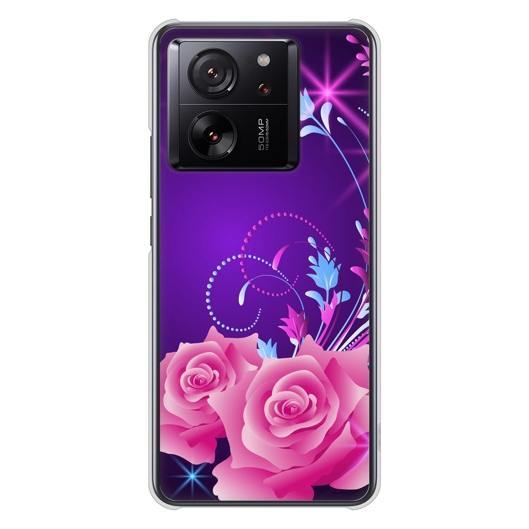 Xiaomi 13T XIG04 au 高画質仕上げ 背面印刷 ハードケースロマンチックなバラ
