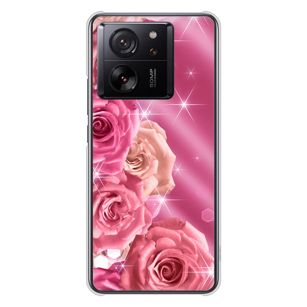 Xiaomi 13T XIG04 au 高画質仕上げ 背面印刷 ハードケース 【1182 ピンクの薔薇に誘われて】