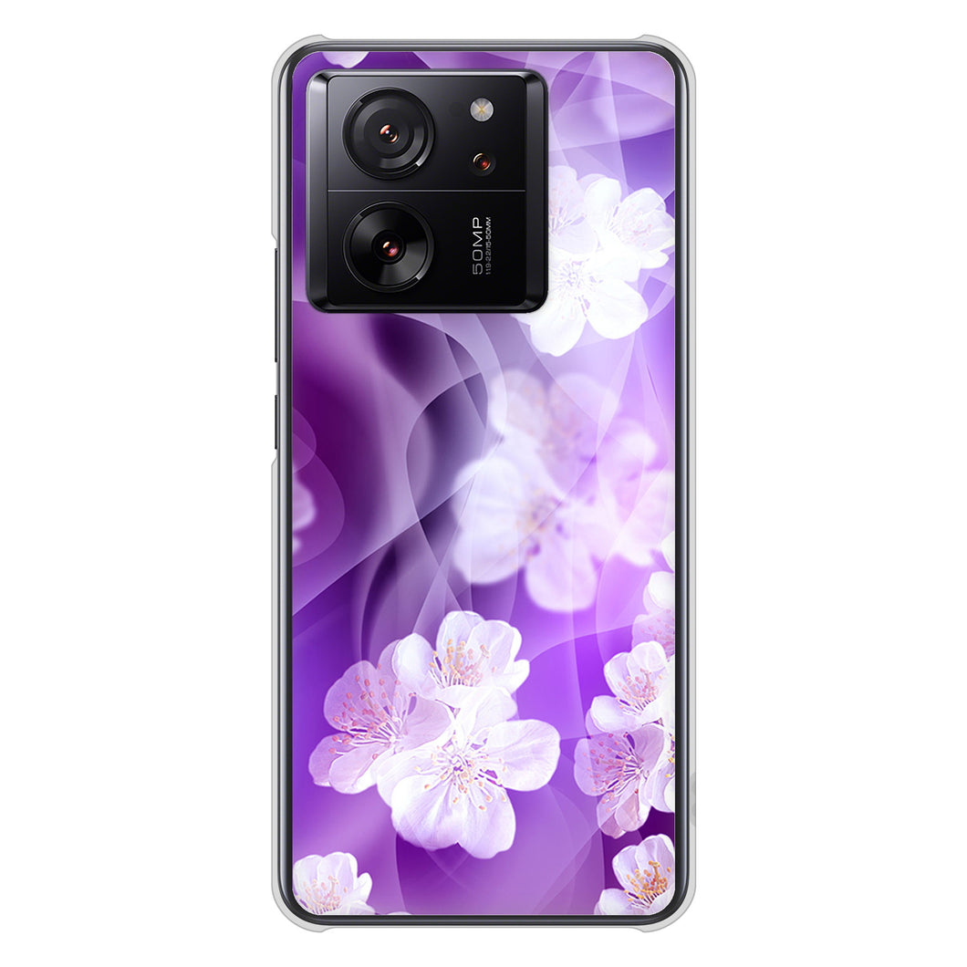Xiaomi 13T XIG04 au 高画質仕上げ 背面印刷 ハードケース 【1211 桜とパープルの風】