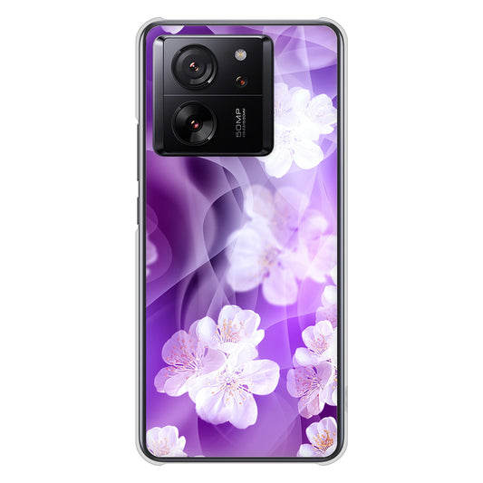 Xiaomi 13T XIG04 au 高画質仕上げ 背面印刷 ハードケース 【1211 桜とパープルの風】
