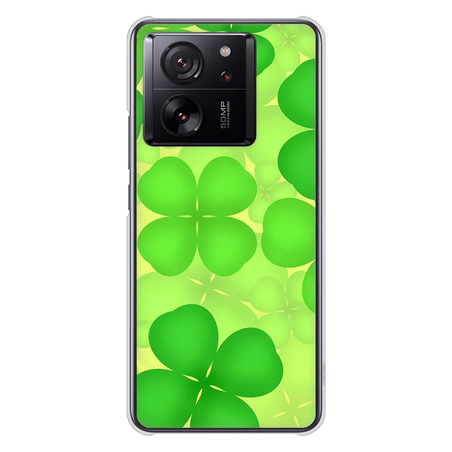 Xiaomi 13T XIG04 au 高画質仕上げ 背面印刷 ハードケース 【1297 四つ葉のクローバー】