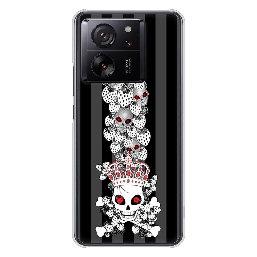 Xiaomi 13T XIG04 au 高画質仕上げ 背面印刷 ハードケースむかいあぐる 苺骸骨王冠蔦