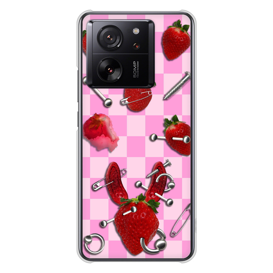 Xiaomi 13T XIG04 au 高画質仕上げ 背面印刷 ハードケースむかいあぐる 苺パンク