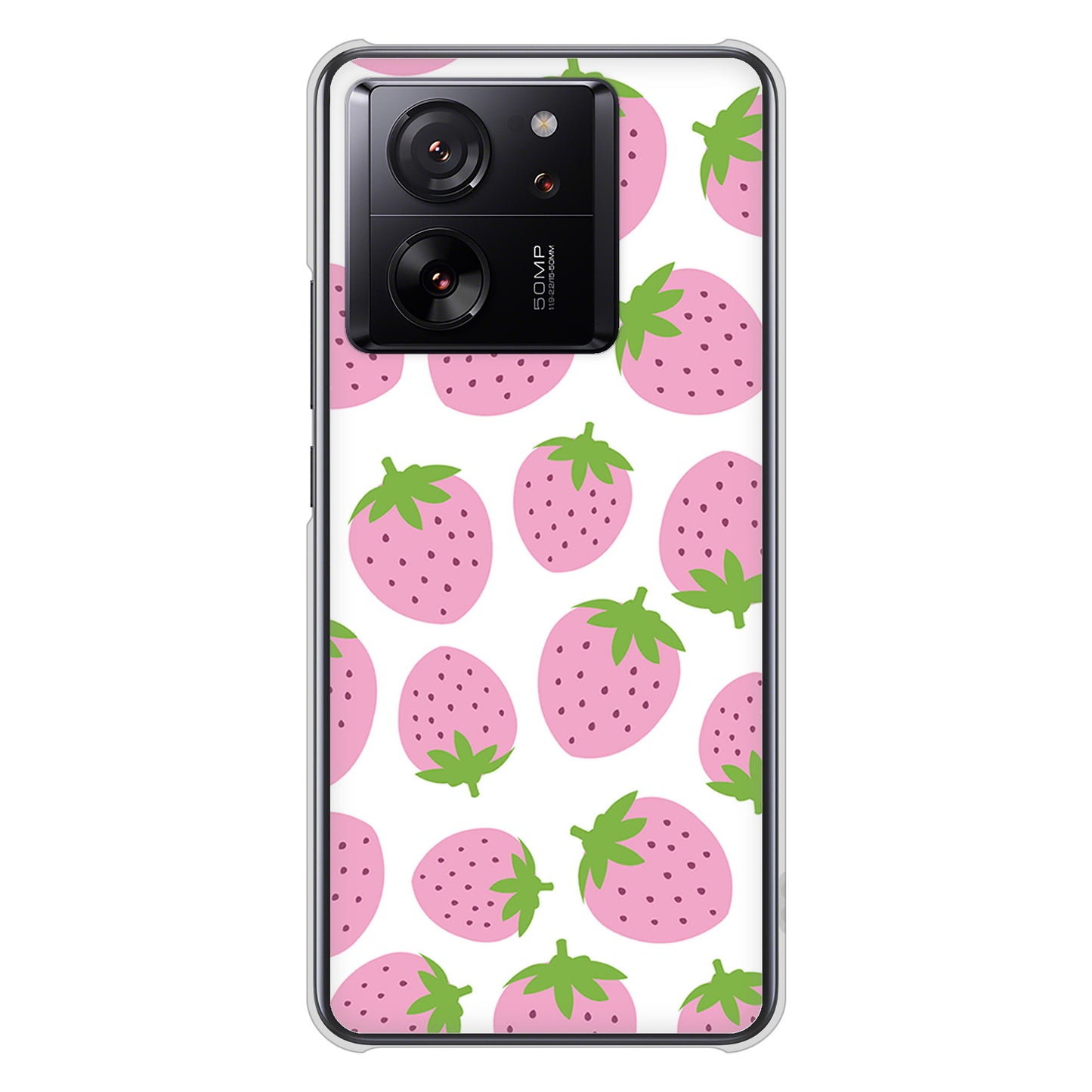 Xiaomi 13T XIG04 au 高画質仕上げ 背面印刷 ハードケース小さいイチゴ模様