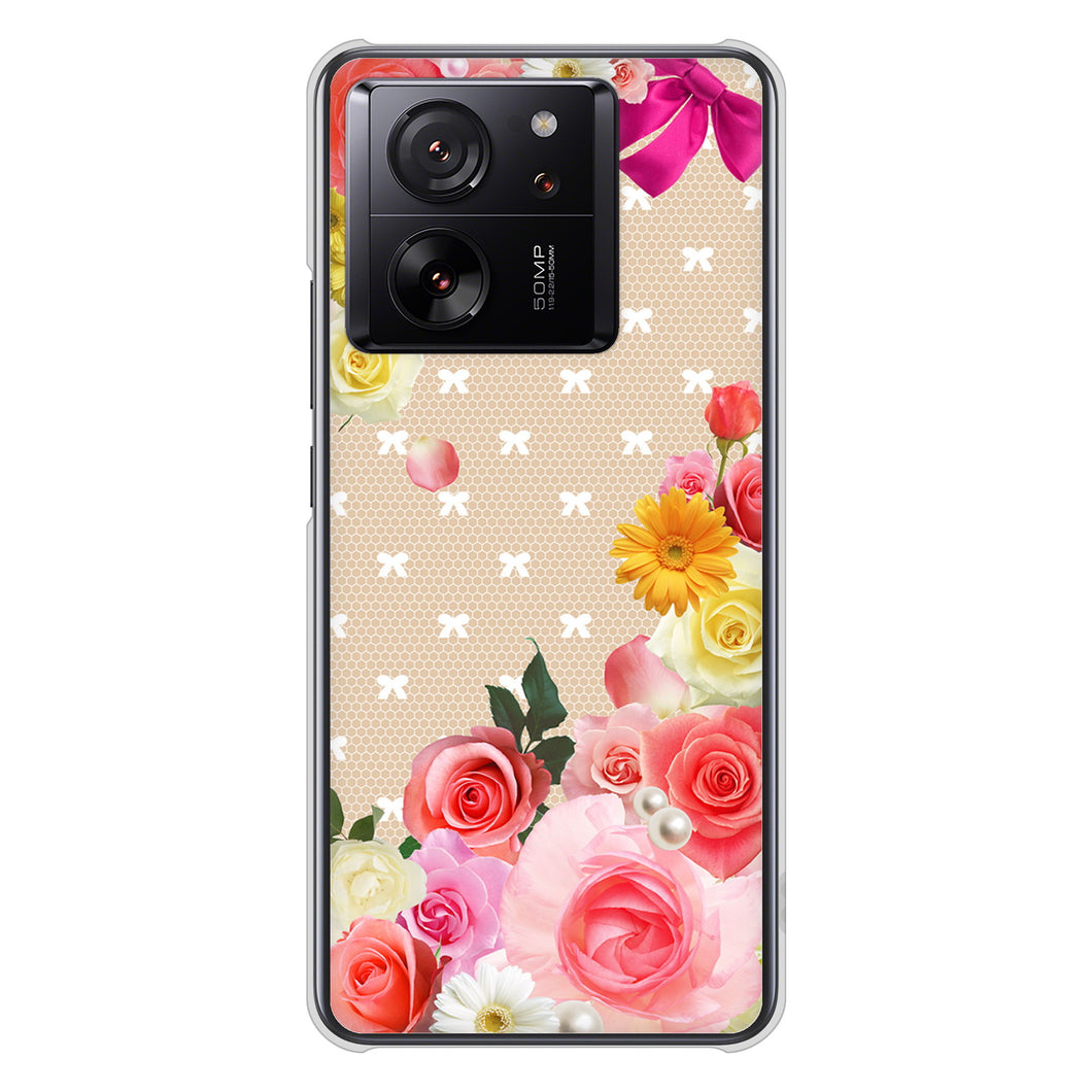 Xiaomi 13T XIG04 au 高画質仕上げ 背面印刷 ハードケースロマンチックなバラ