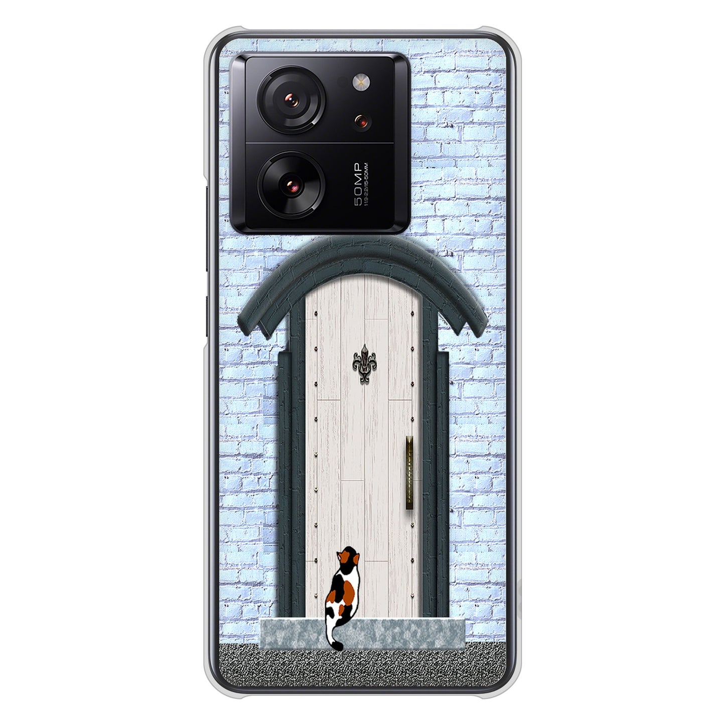 Xiaomi 13T XIG04 au 高画質仕上げ 背面印刷 ハードケース猫とドア