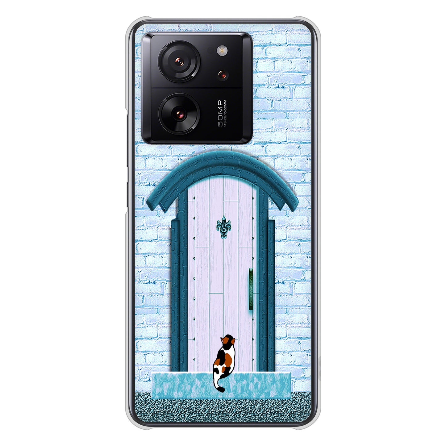 Xiaomi 13T XIG04 au 高画質仕上げ 背面印刷 ハードケース猫とドア