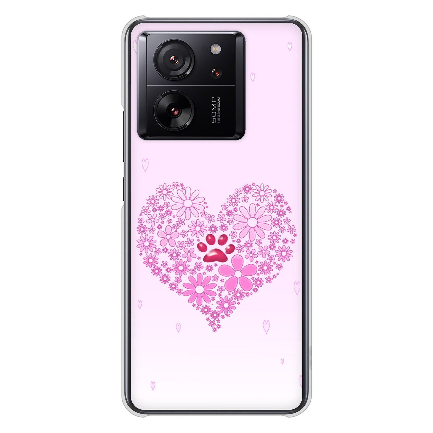 Xiaomi 13T XIG04 au 高画質仕上げ 背面印刷 ハードケースハートと肉球
