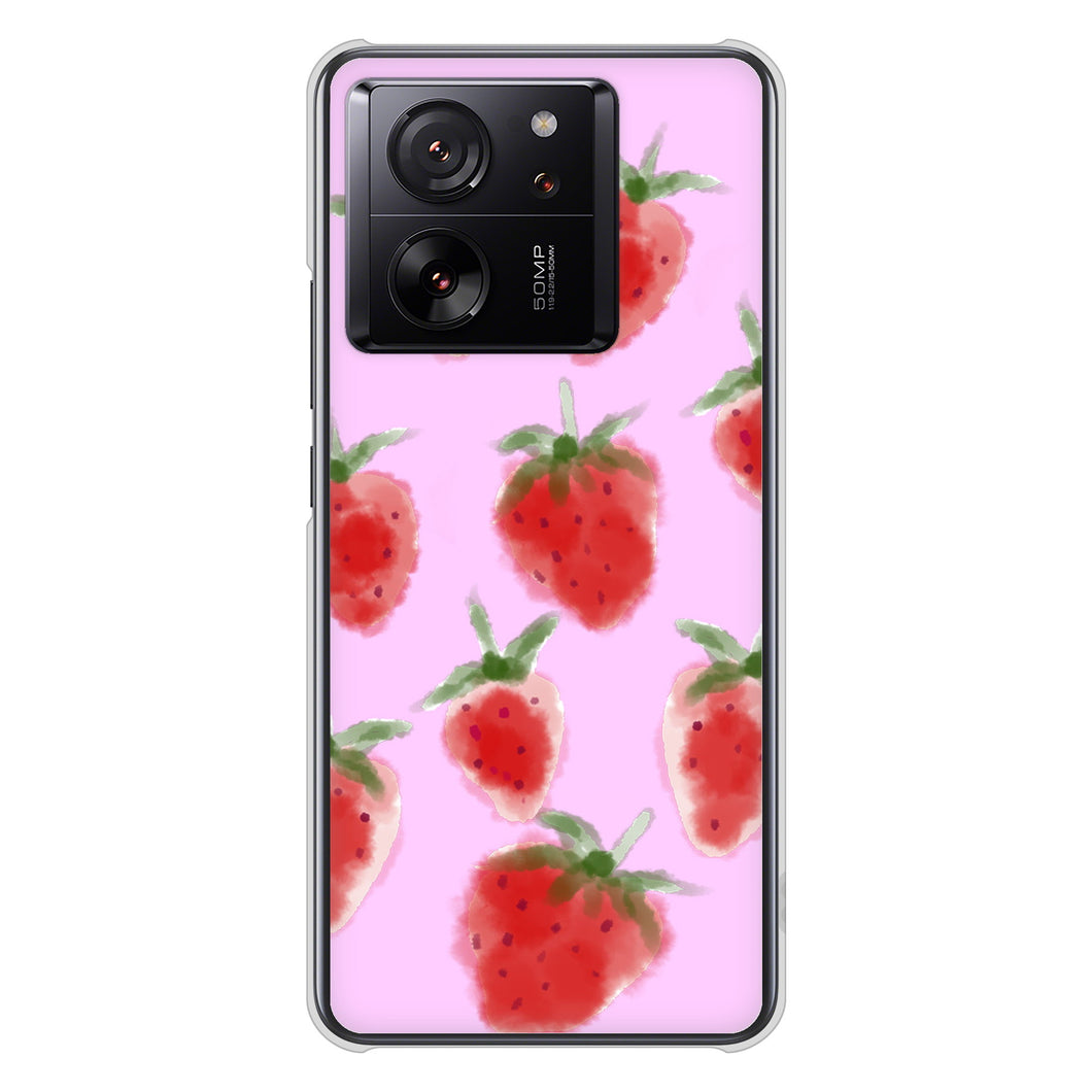 Xiaomi 13T XIG04 au 高画質仕上げ 背面印刷 ハードケースイチゴ 水彩