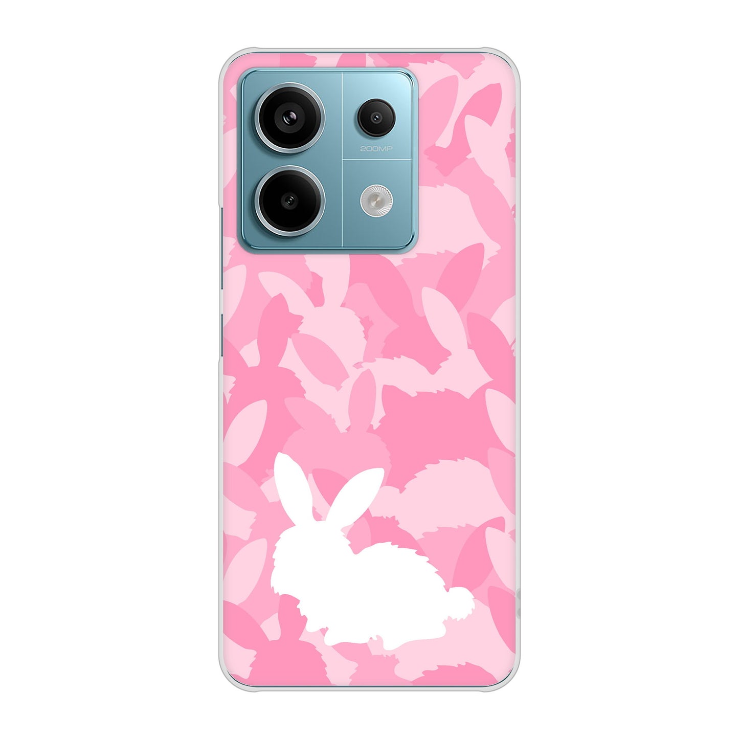 Xiaomi Redmi Note 13 Pro 5G XIG05 au 高画質仕上げ 背面印刷 ハードケースむかいあぐる うさぎ迷彩風
