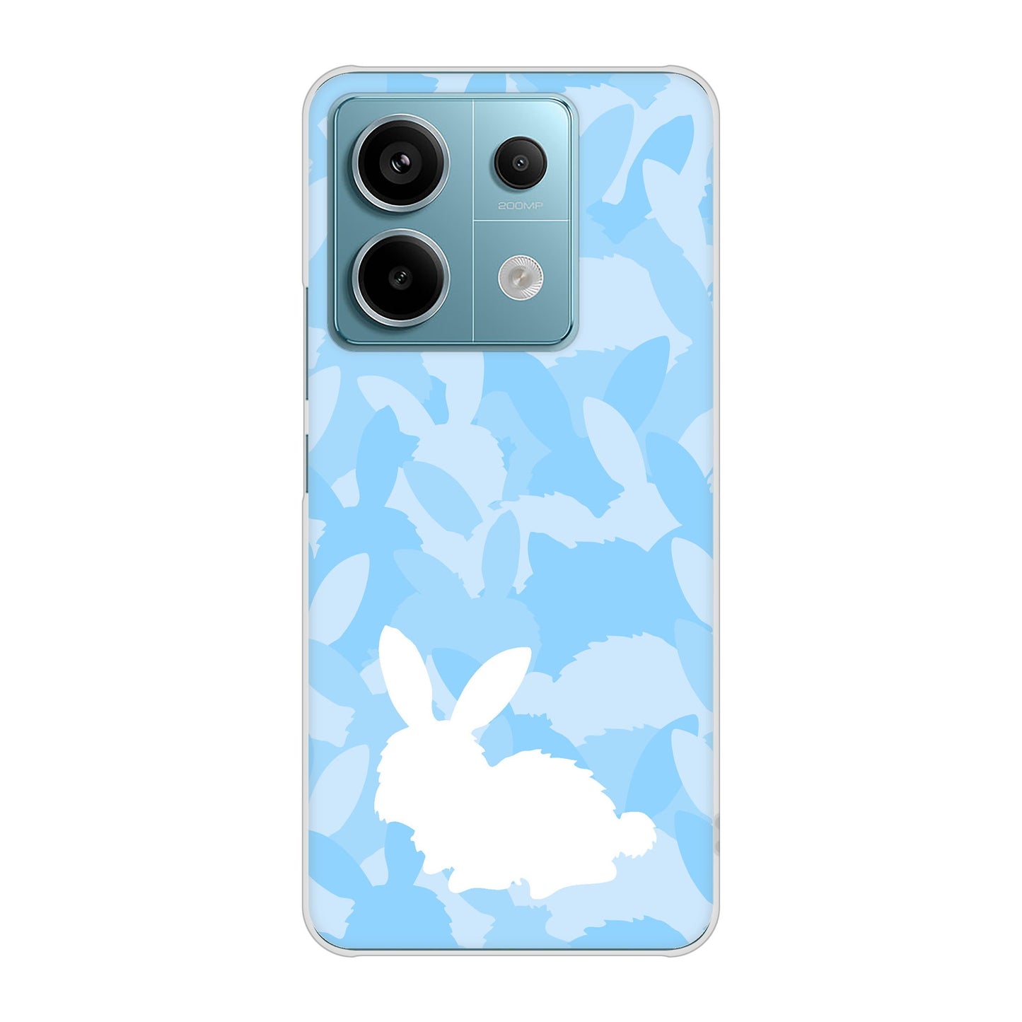 Xiaomi Redmi Note 13 Pro 5G XIG05 au 高画質仕上げ 背面印刷 ハードケースむかいあぐる うさぎ迷彩風
