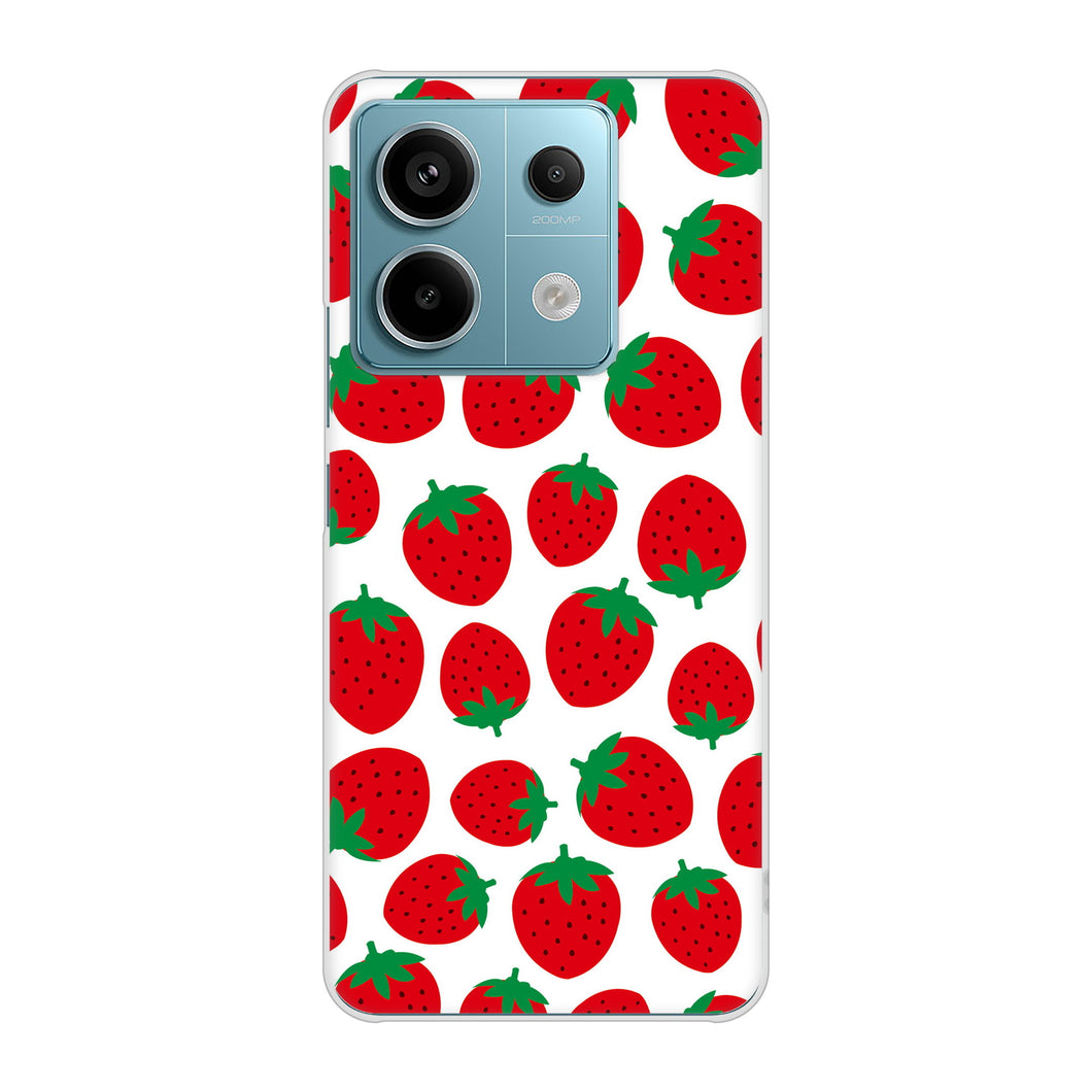 Xiaomi Redmi Note 13 Pro 5G XIG05 au 高画質仕上げ 背面印刷 ハードケース小さいイチゴ模様