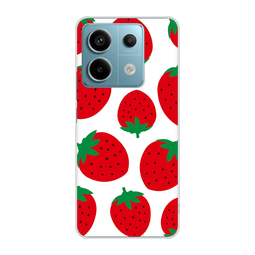 Xiaomi Redmi Note 13 Pro 5G XIG05 au 高画質仕上げ 背面印刷 ハードケース大きいイチゴ模様