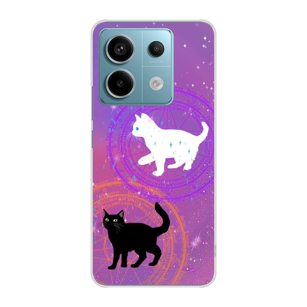 Xiaomi Redmi Note 13 Pro 5G XIG05 au 高画質仕上げ 背面印刷 ハードケース魔法陣猫