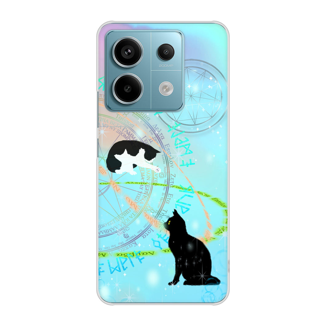 Xiaomi Redmi Note 13 Pro 5G XIG05 au 高画質仕上げ 背面印刷 ハードケース魔法陣猫