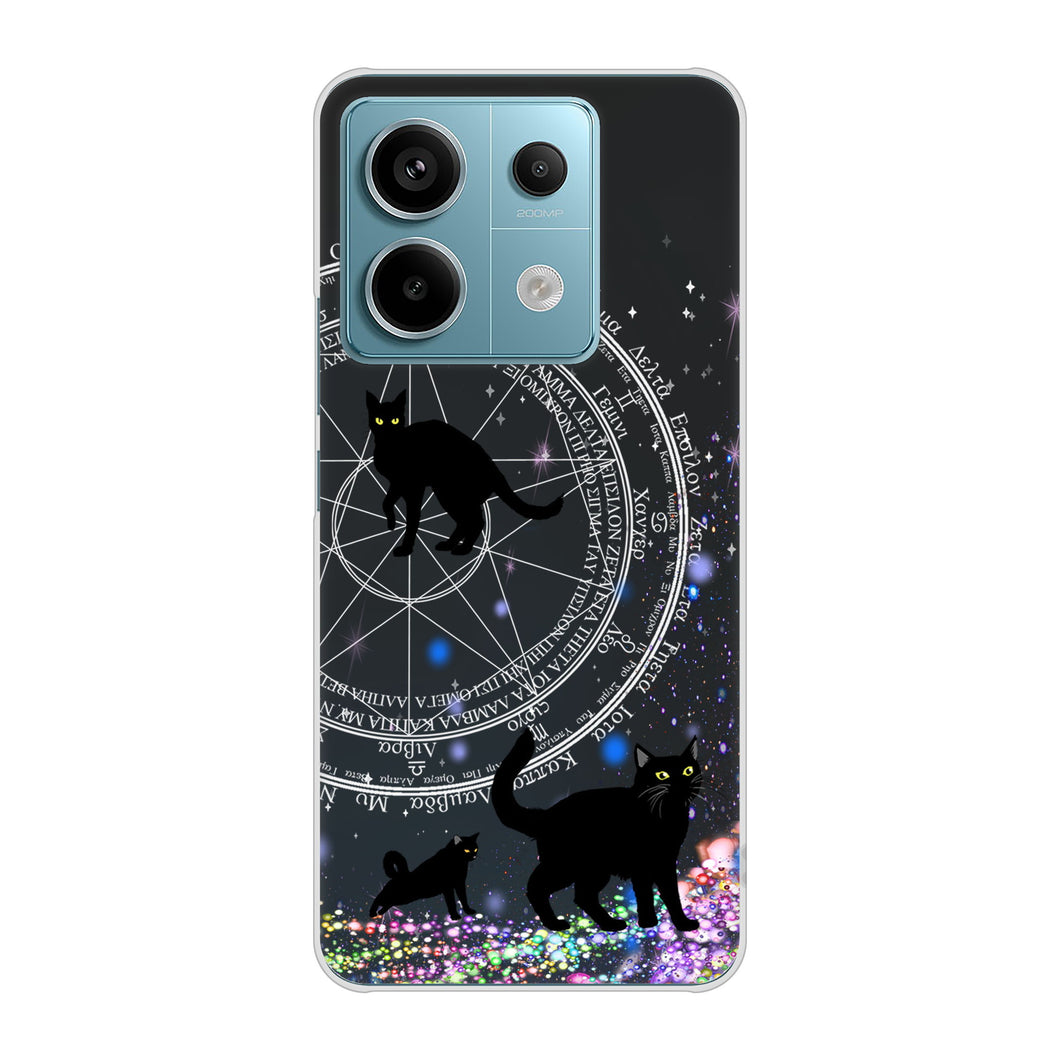 Xiaomi Redmi Note 13 Pro 5G XIG05 au 高画質仕上げ 背面印刷 ハードケース魔法陣猫
