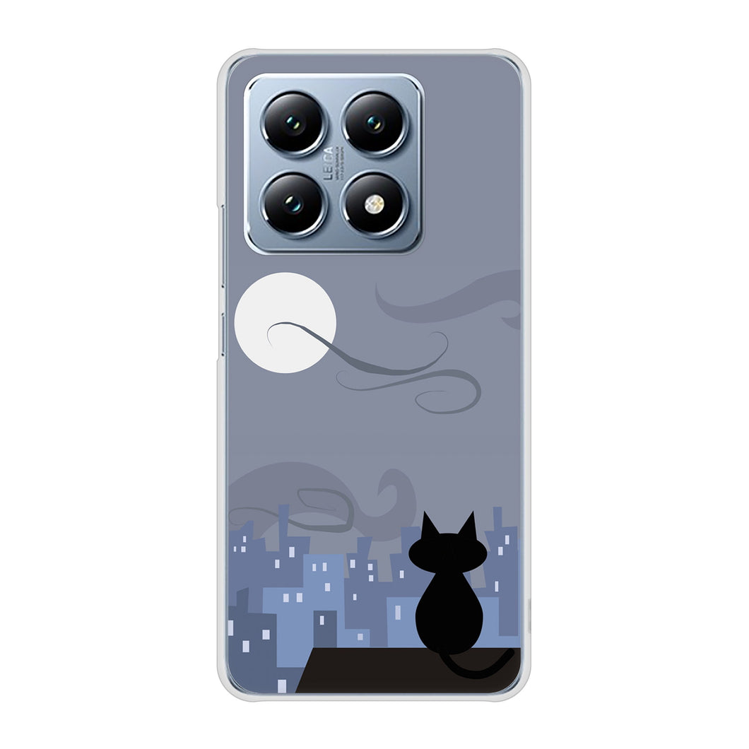 Xiaomi 14T XIG07 au 高画質仕上げ 背面印刷 ハードケース夜とネコ