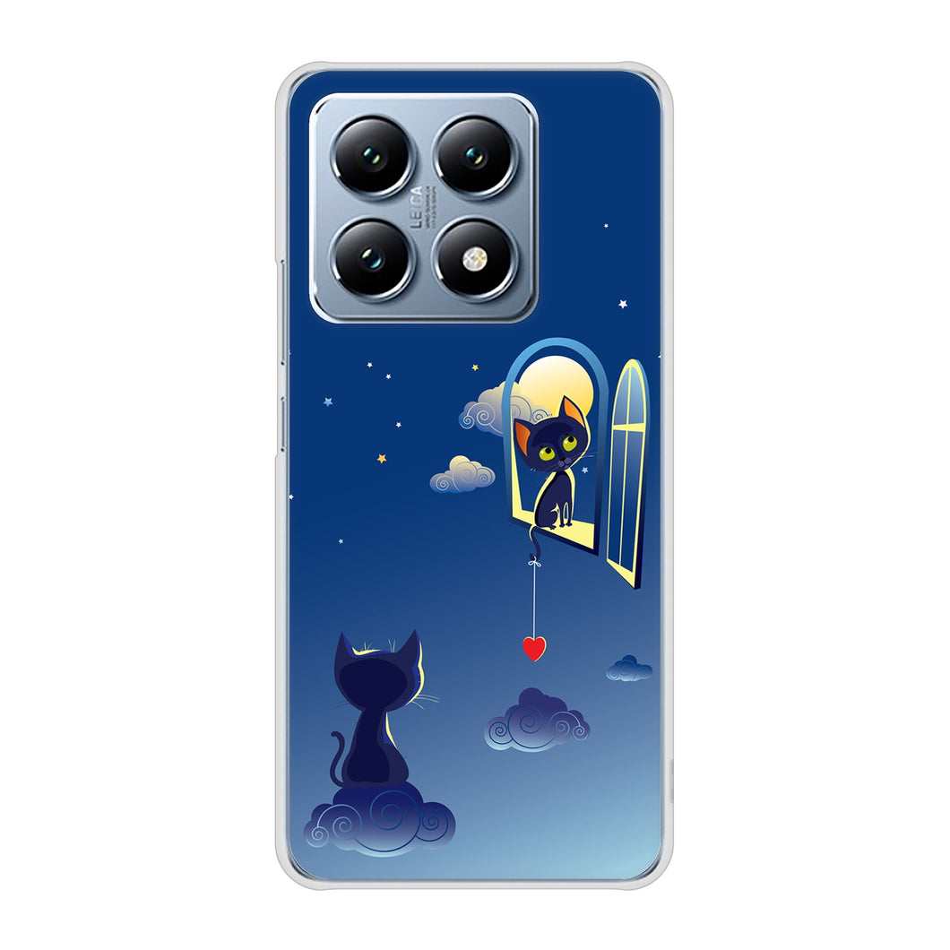 Xiaomi 14T XIG07 au 高画質仕上げ 背面印刷 ハードケース夜とネコ