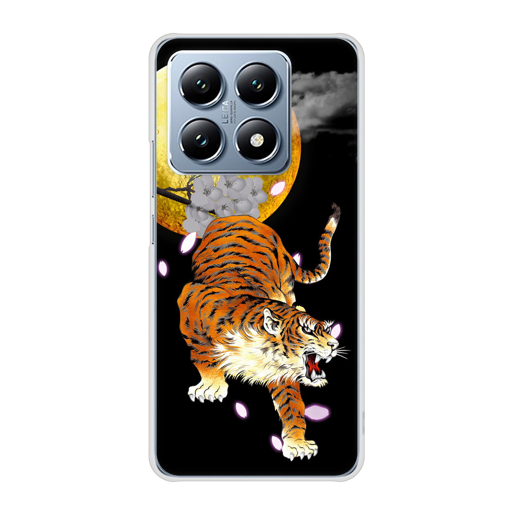 Xiaomi 14T XIG07 au 高画質仕上げ 背面印刷 ハードケース月とタイガー
